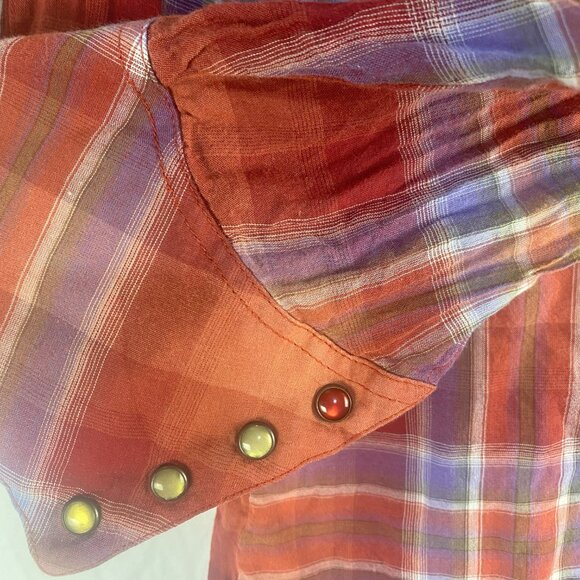 Cruel Girl Western Button Up Pearl Snap Shirt SZ S Red Plaid Rodeo Country - Picture 4 of 5